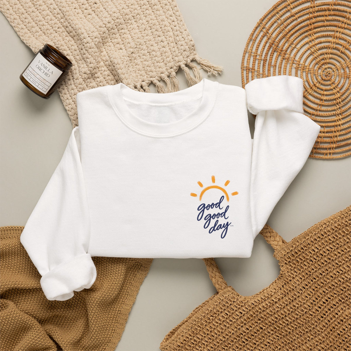 Crewneck Sweatshirt - "Good Day" Sun Graphic