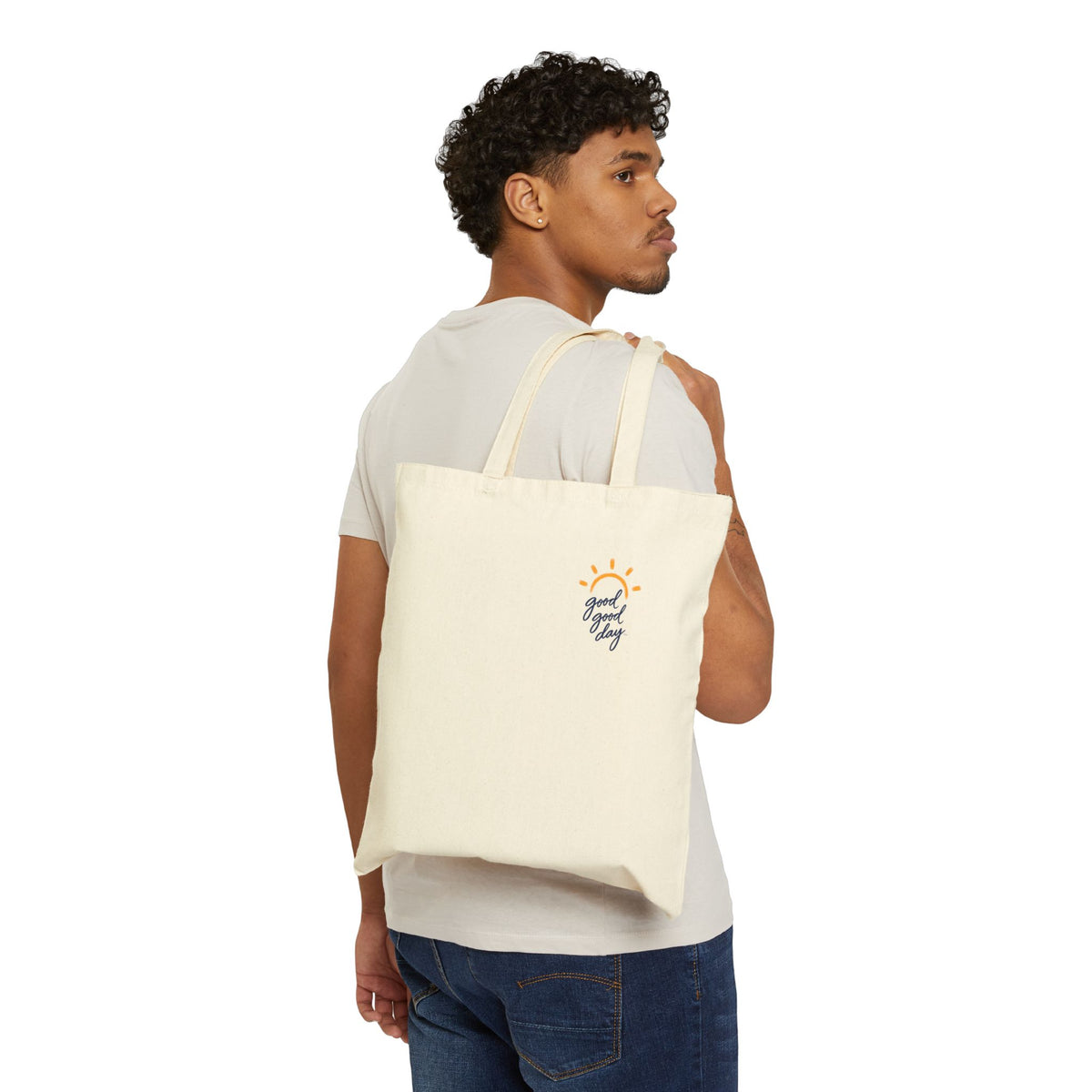 Canvas Tote Bag — "Good Vibes Only" Sun Graphic Eco Shopper