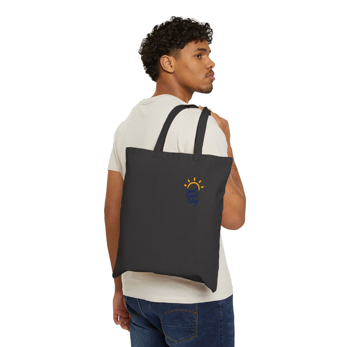 Canvas Tote Bag — "Good Vibes Only" Sun Graphic Eco Shopper