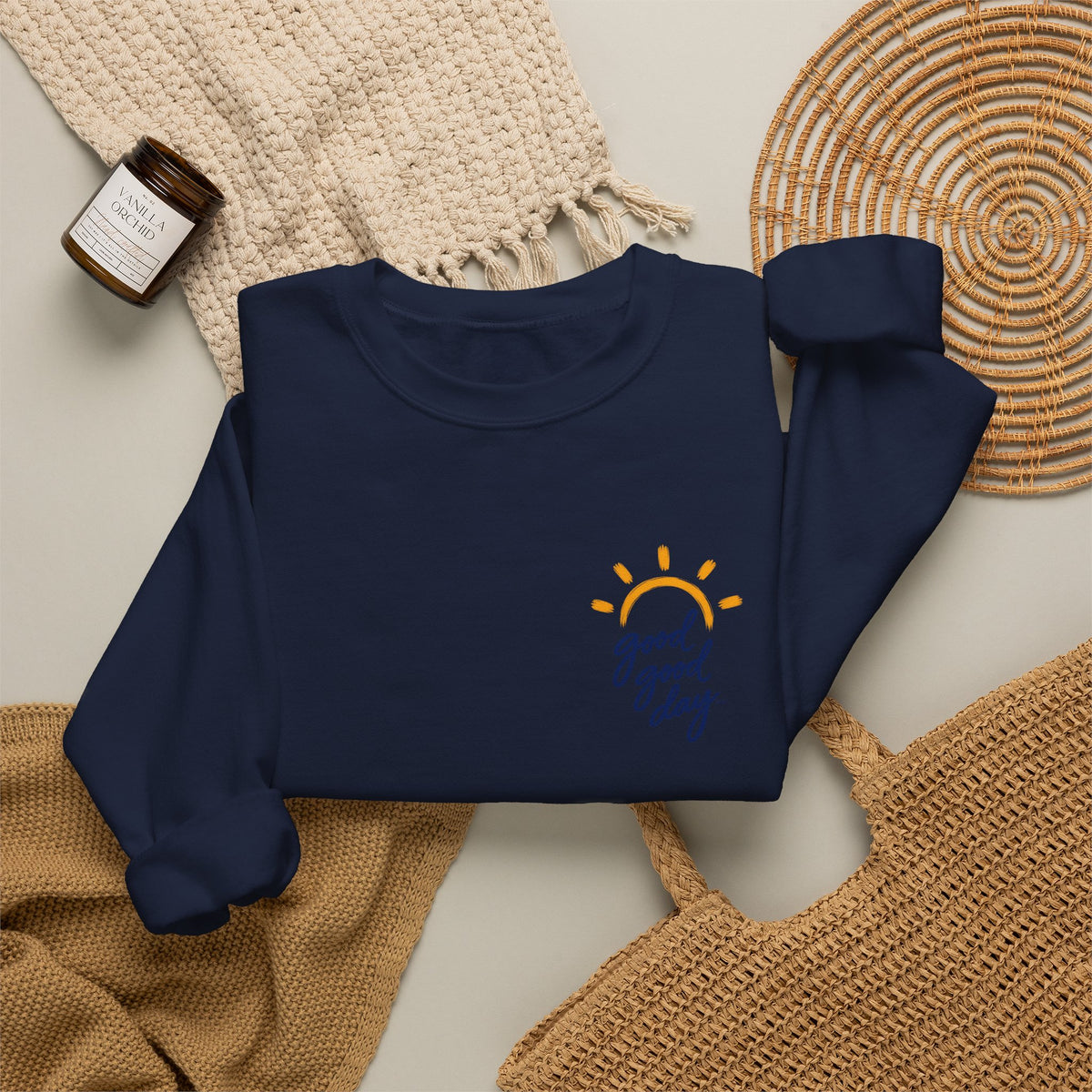 Crewneck Sweatshirt - "Good Day" Sun Graphic