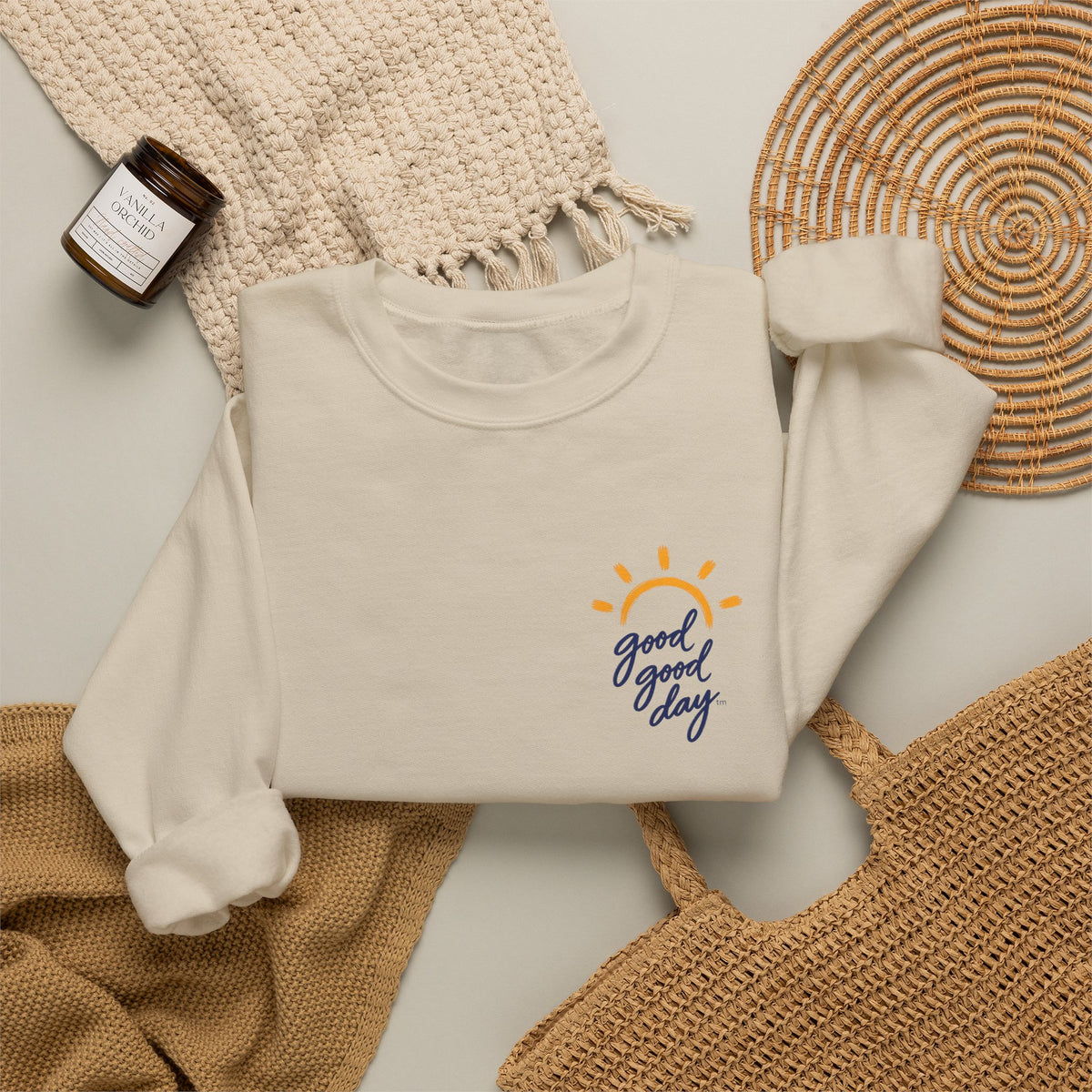 Crewneck Sweatshirt - "Good Day" Sun Graphic